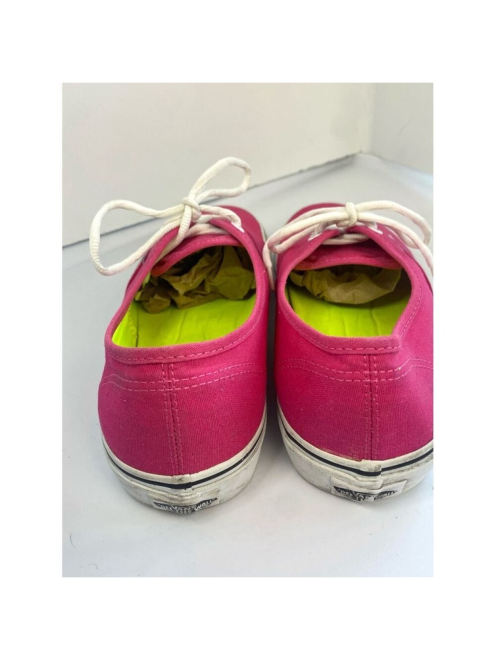 Vans Authentic Canvas Sneakers Shoes Hot Pink w/ Neon Laces - Picture 7 of 7